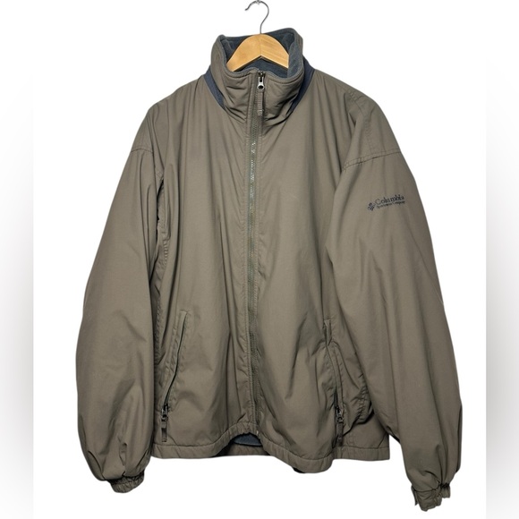 Columbia Other - Vintage Columbia Mens Fleece Lined Bomber Nylon Full Zip Jacket Size Large Olive